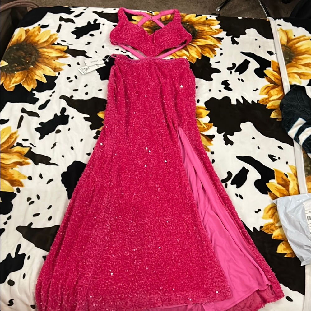 Stunning Pink Sequin Prom Dress